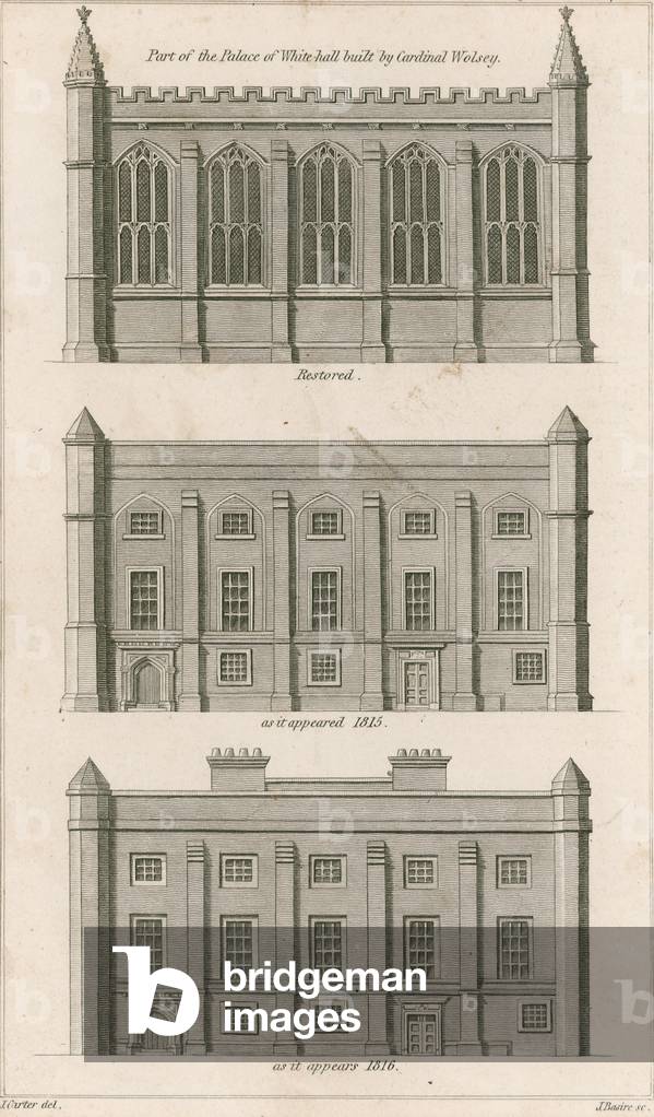 Part of the Palace of Whitehall built by Cardinal Wolsey (engraving)