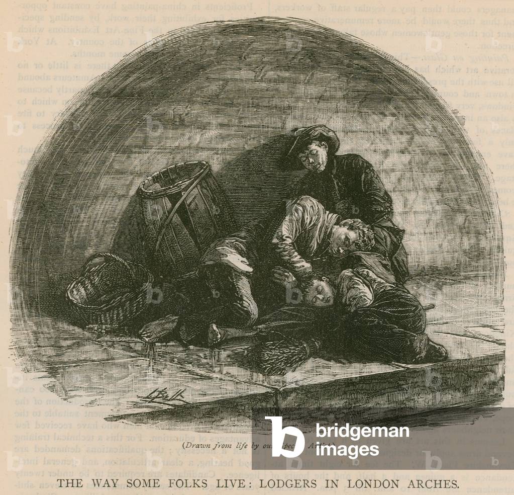 The way some folk live: lodgers in London arches (engraving)