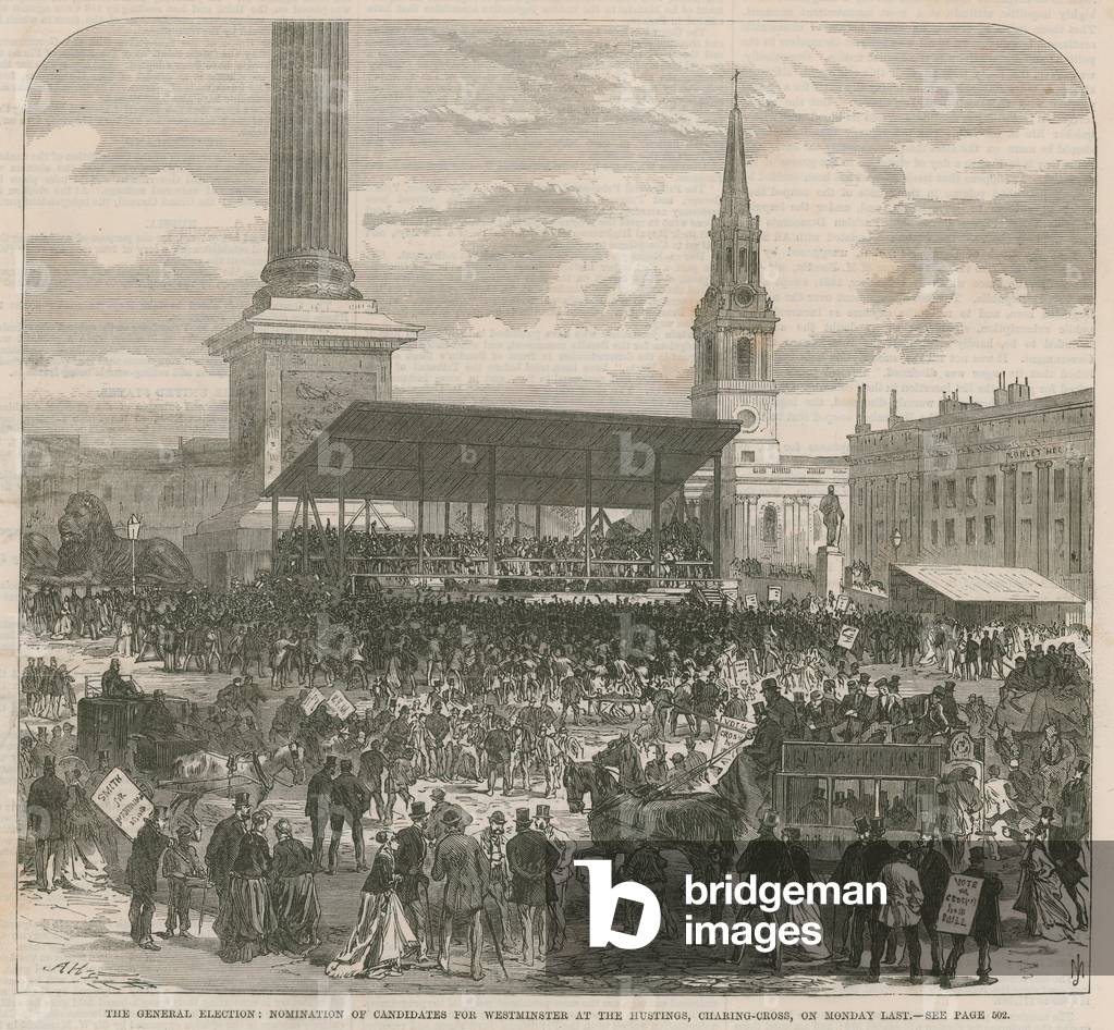 Nomination of candidates for Westminster at the hustings (engraving)