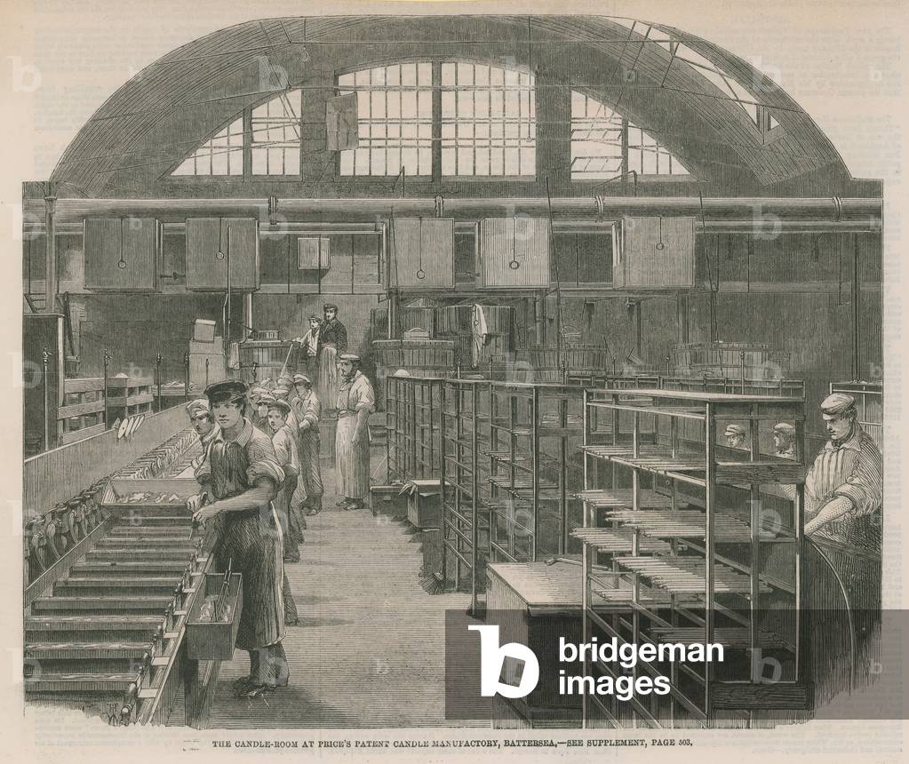 The candle room at Price's Patent Candle Manufactury, Battersea (engraving)