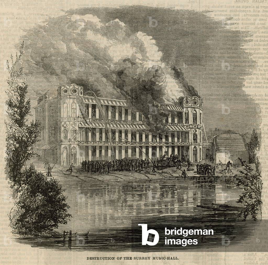 Destruction of the Surrey Music Hall (engraving)