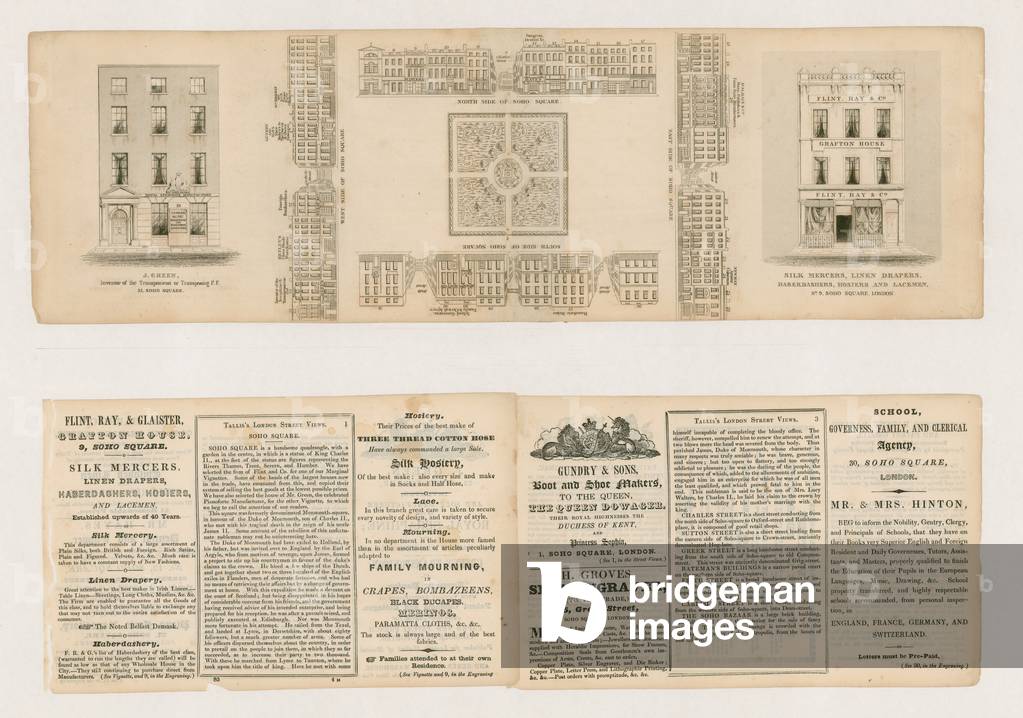 Soho Square, Tallis's London Street Views, c 1838 (engraving)