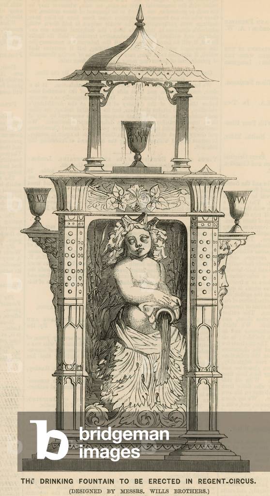 The drinking fountain to be erected in Regent Circus (engraving)