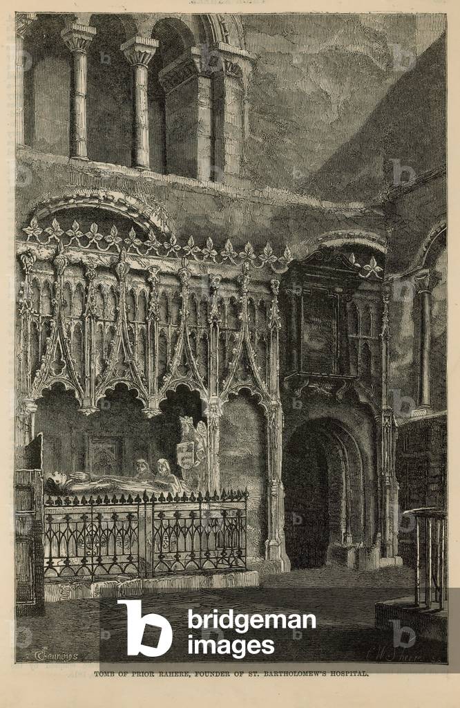 Tomb of Prior Rahere, Founder of St Bartholomew's Hospital (engraving)