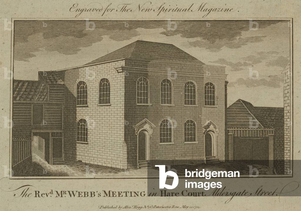 The Reverend Mr Webb's Meeting in Hare Court, Aldersgate Street (engraving)