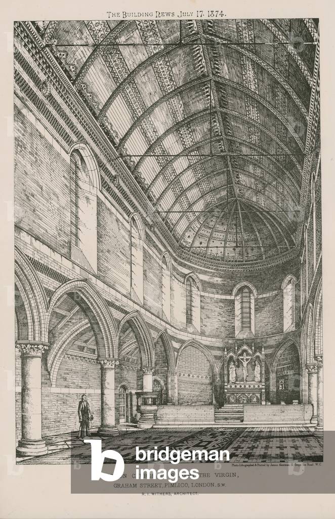 Interior view of the Mission Church of St Mary the Virgin (engraving)