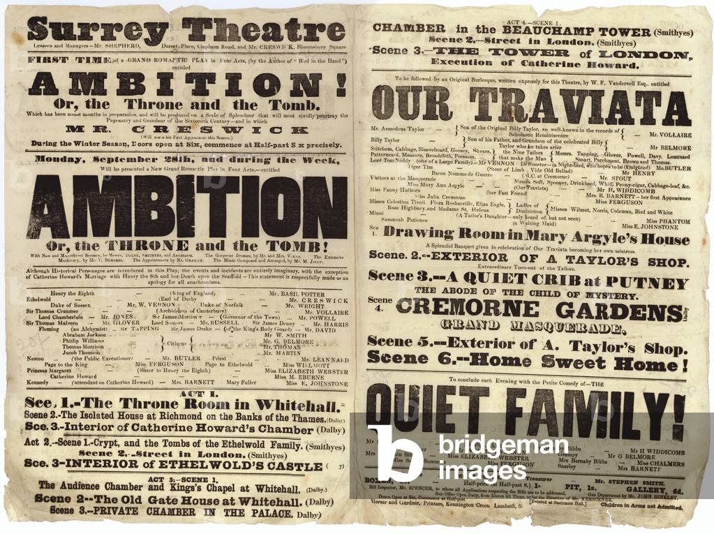 Surrey Theatre playbill (engraving)