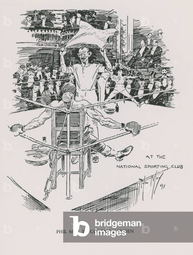 A boxing match at the National Sporting Club (engraving)