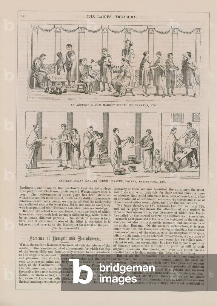 Ancient Roman market scenes (engraving)