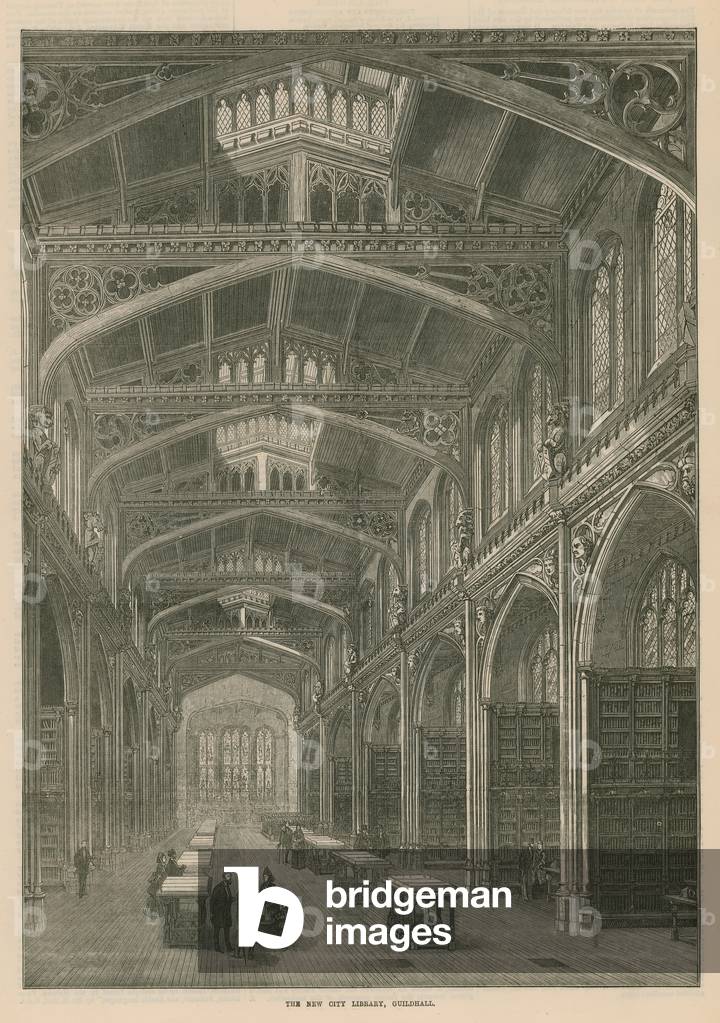 The new city library, Guildhall, London (engraving)