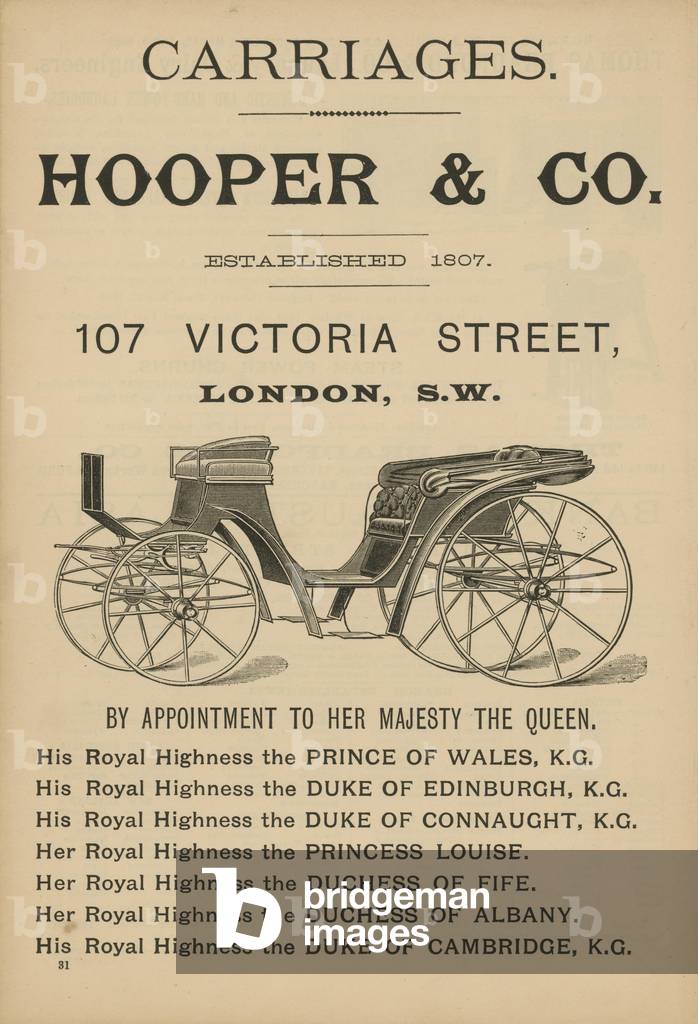 Advertisement for Hooper & Co carriages (engraving)