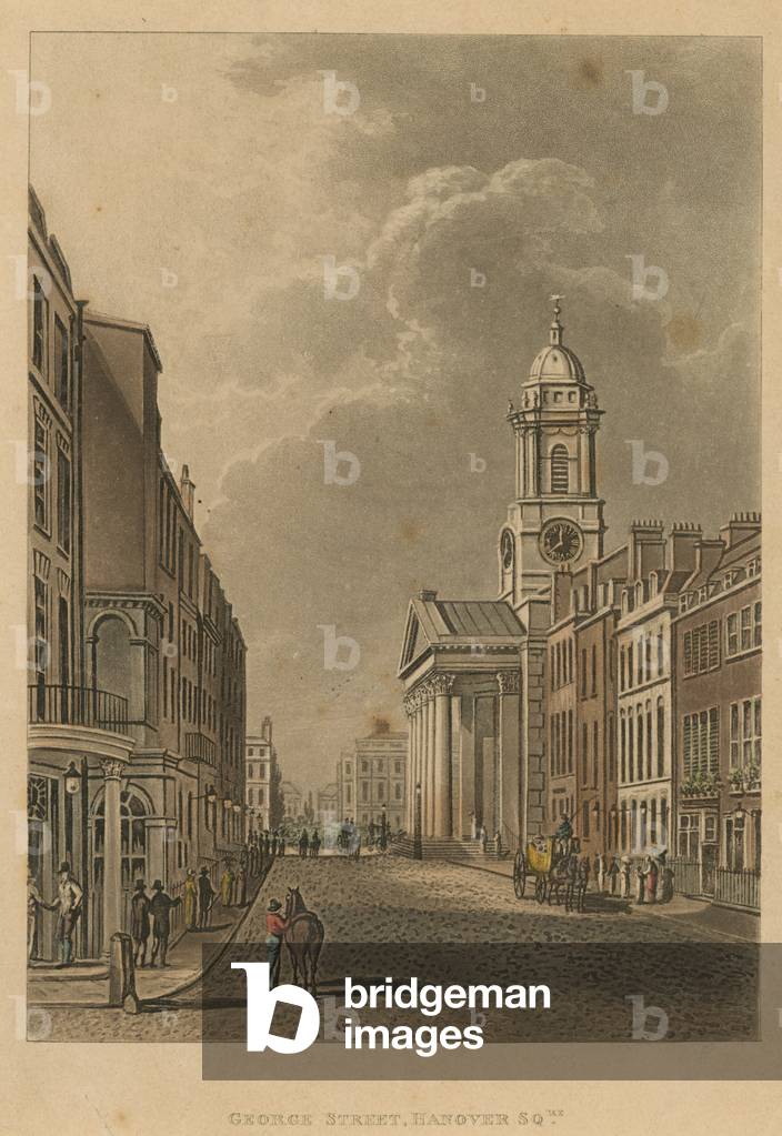 St George's Church in Hanover Square (coloured engraving)
