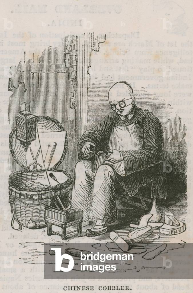 A Chinese cobbler; A visit to the Chinese Collection (engraving)