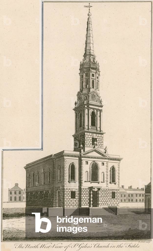 North west view of St Giles's Church in the Fields, London (engraving)