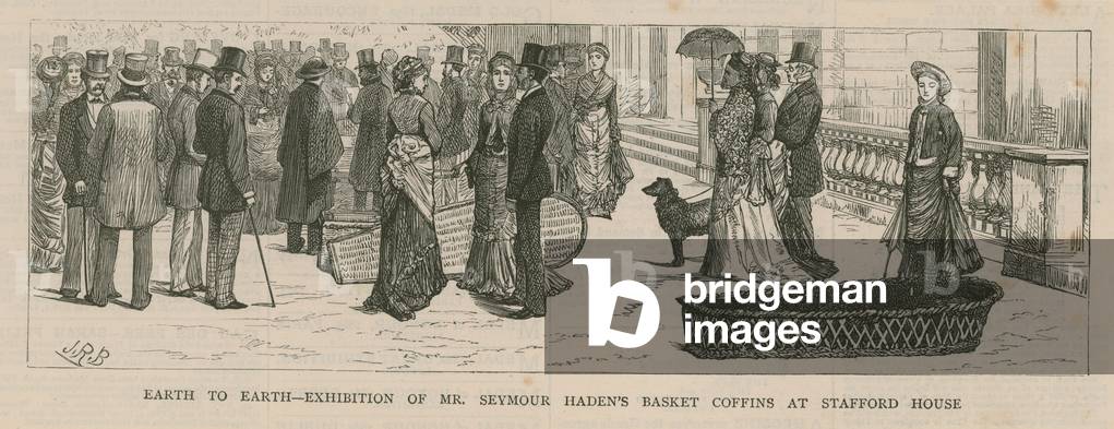 Exhibition of Mr Seymour Haden's basket coffin at Stafford House (engraving)