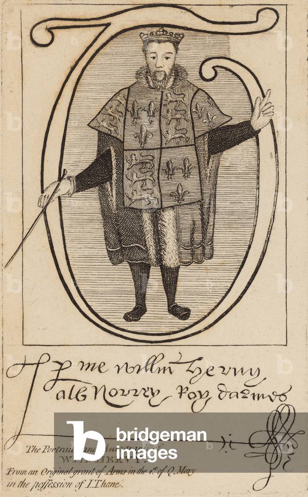 Portrait and autograph of Wil Hervy (William Harvey) (engraving)