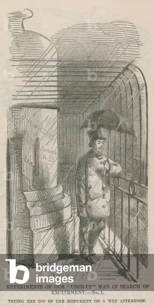 The top of the Monument on a wet afternoon (engraving)