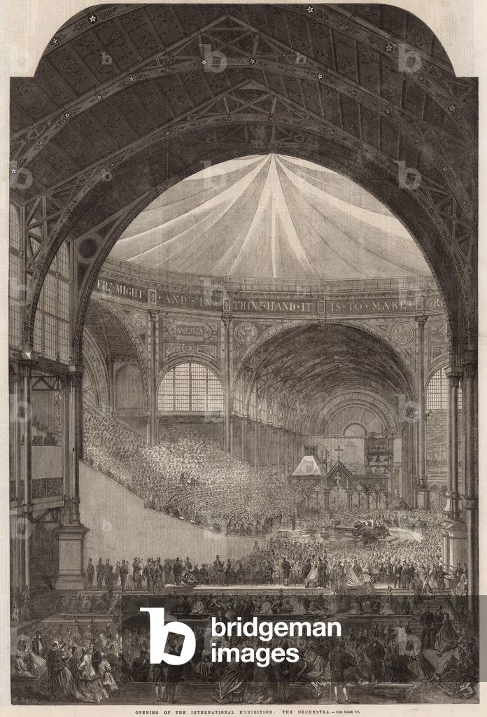 Opening of the International Exhibition: The orchestra (engraving)