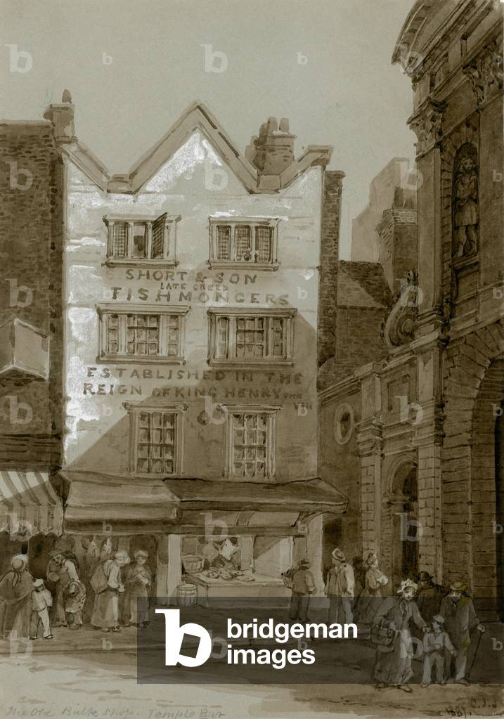 Temple Bar, London, The Old Bulk Shop (engraving)