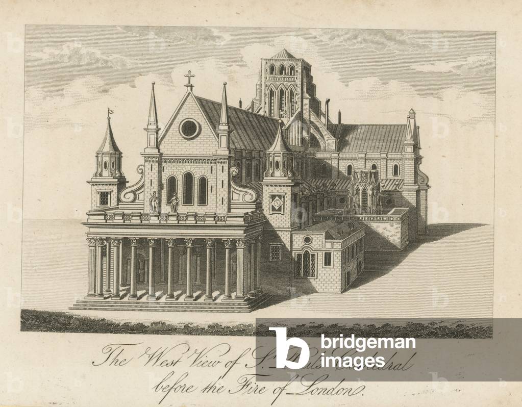 The west view of St Paul's Cathedral (engraving)