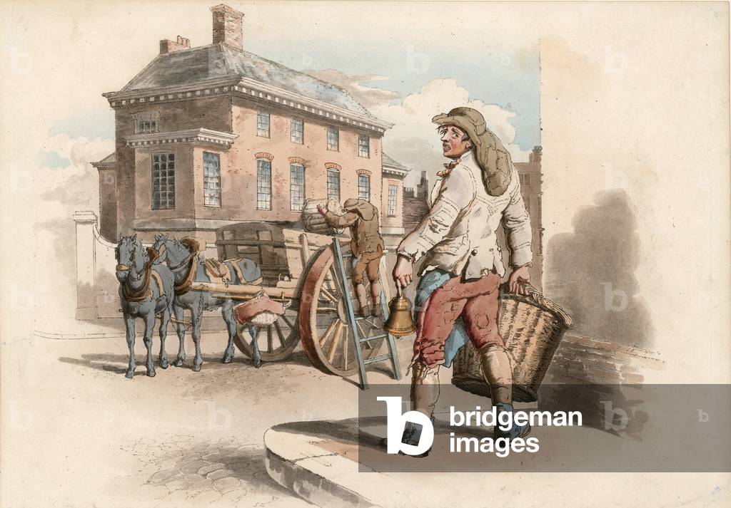 Rubbish collection (coloured engraving)