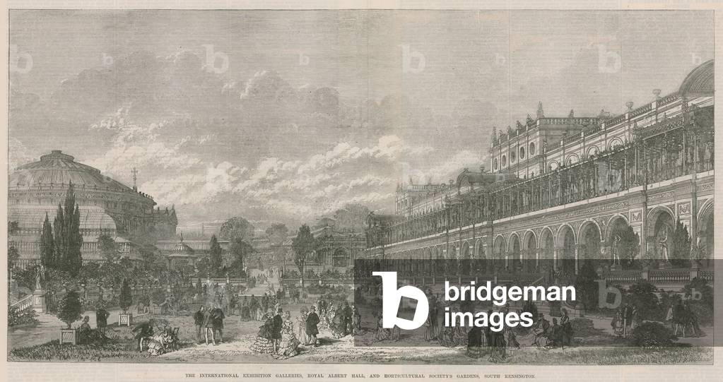 The International Exhibition Galleries, Royal Albert Hall, and Horticultural Society's Gardens, South Kensington (engraving)
