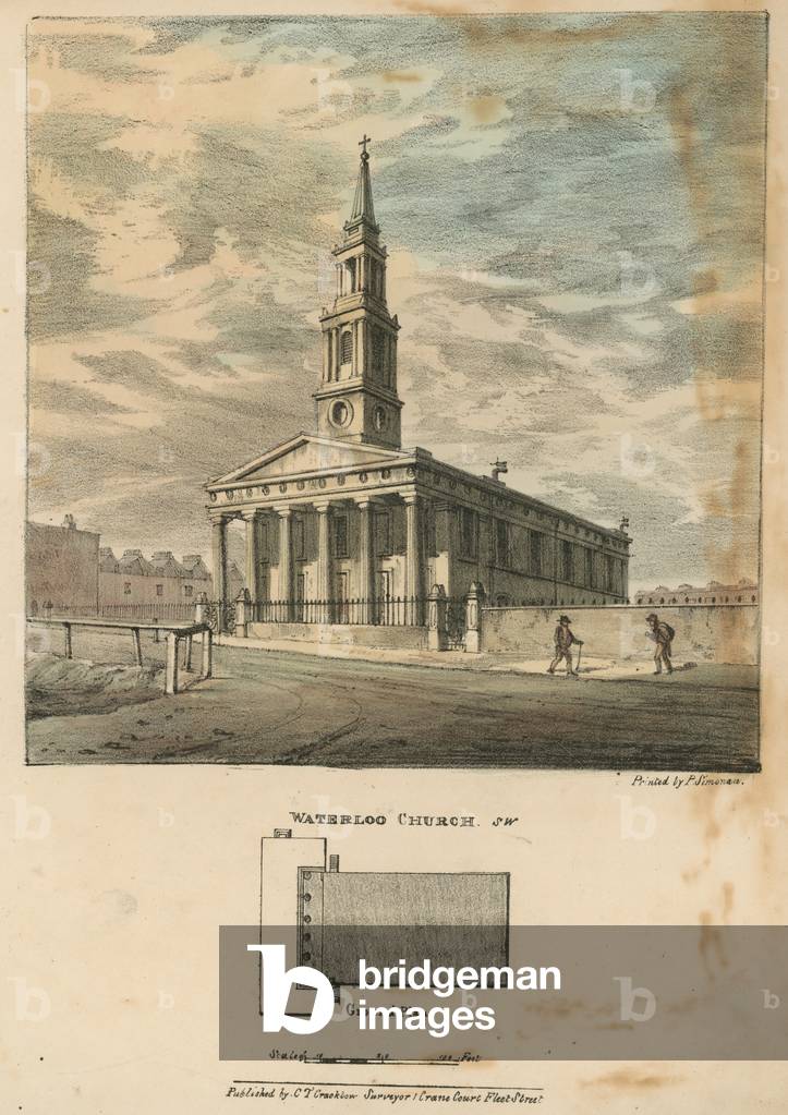 Waterloo Church, London (coloured engraving)