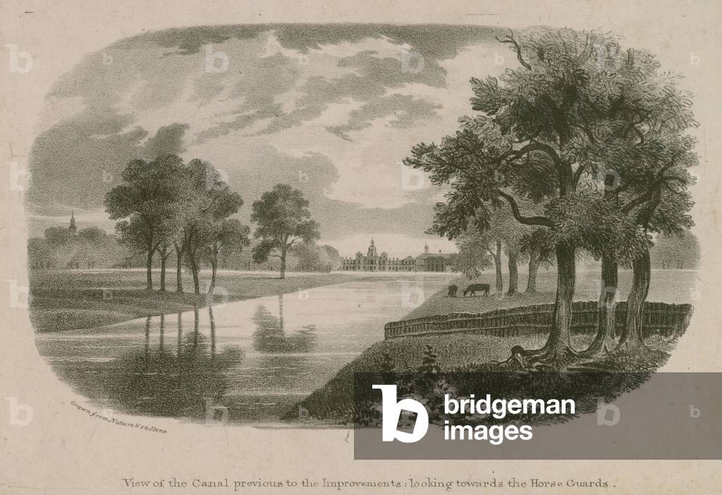 View of the Canal, St James's Park, London, previous to the improvements (engraving)