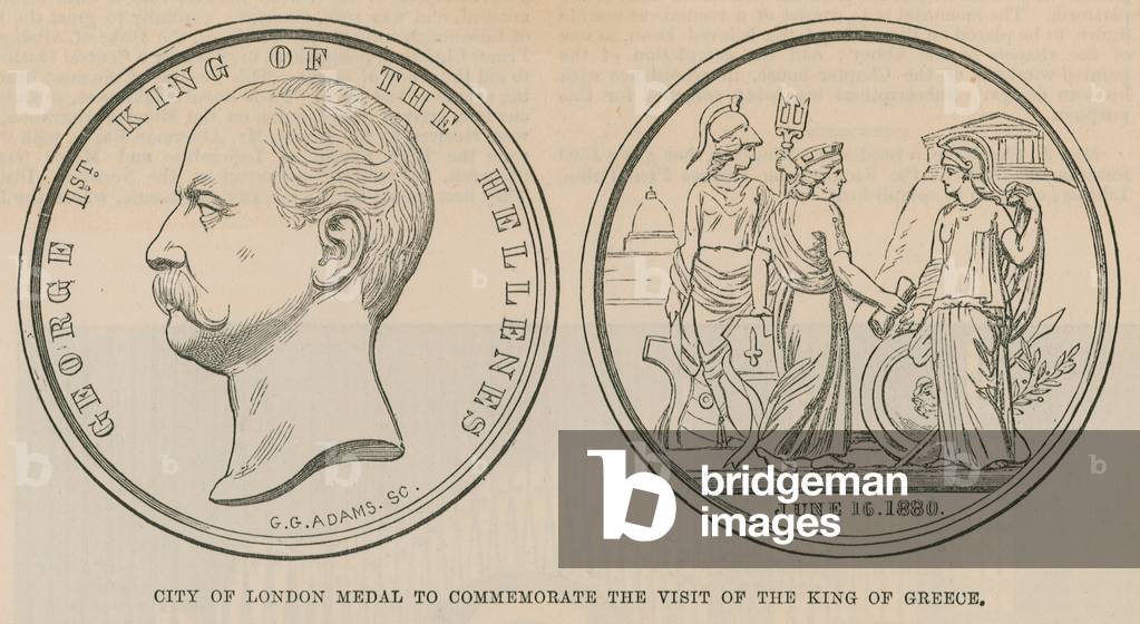 City of London Medal to commemorate the visit of the King of Greece in June 1880 (engraving)
