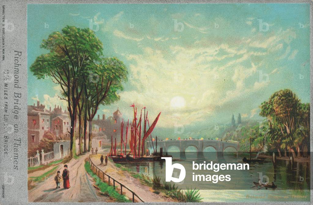 Richmond Bridge on the River Thames (chromolitho)