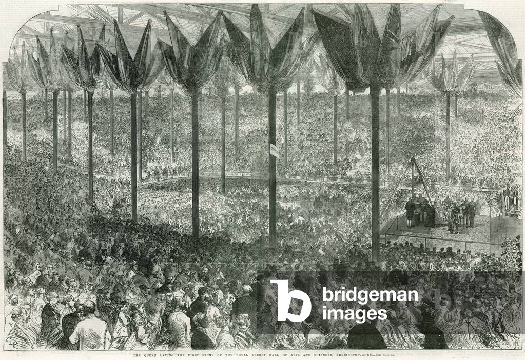 Queen Victoria laying the first stone of the Royal Albert Hall (engraving)