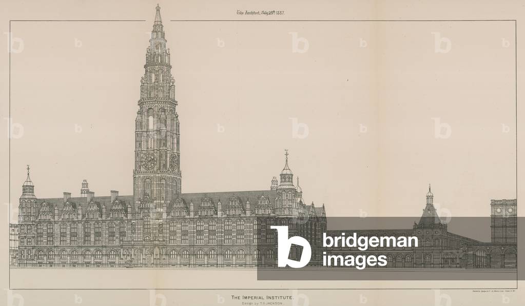 The Imperial Institute: Design by T G Jackson (engraving)