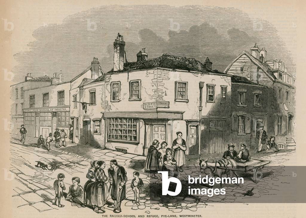 The ragged school and refuge, Pye Lane, Westminster, London (engraving)
