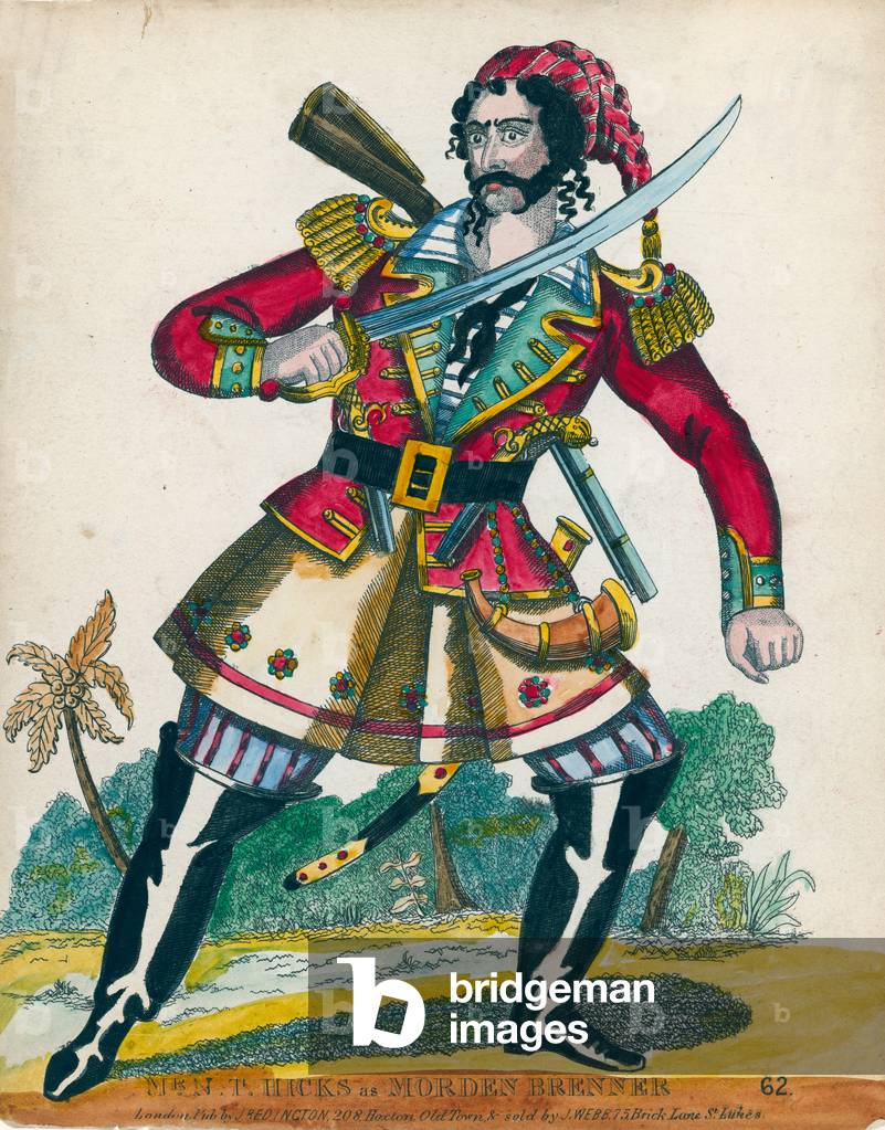 Mr N T Hicks as Morden Brenner (coloured engraving)