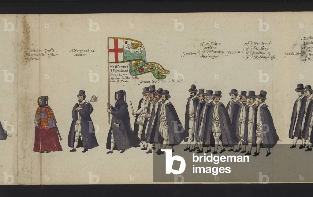 Queen Elizabeth I's Funeral Procession (coloured engraving)