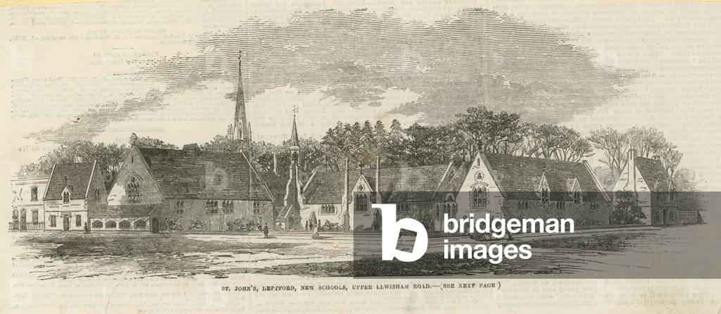 St John's, Deptford, New Schools, Upper Lewisham Road (engraving)