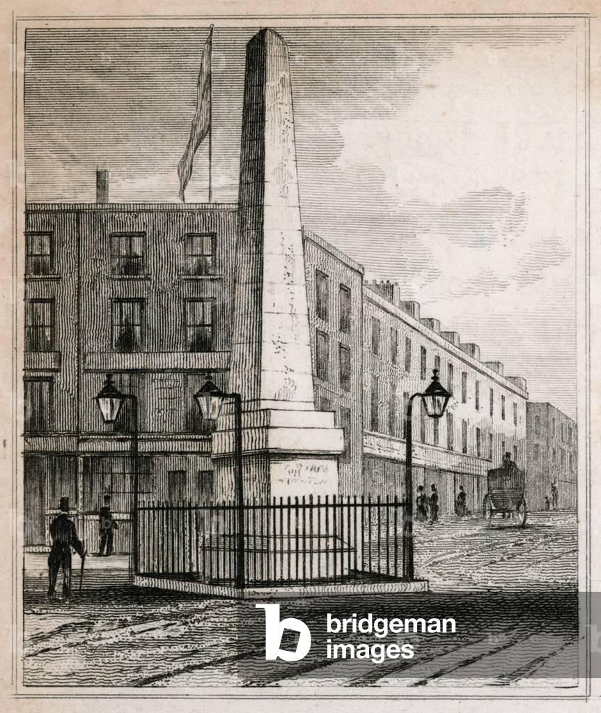 Brass Crosby's Obelisk (engraving)