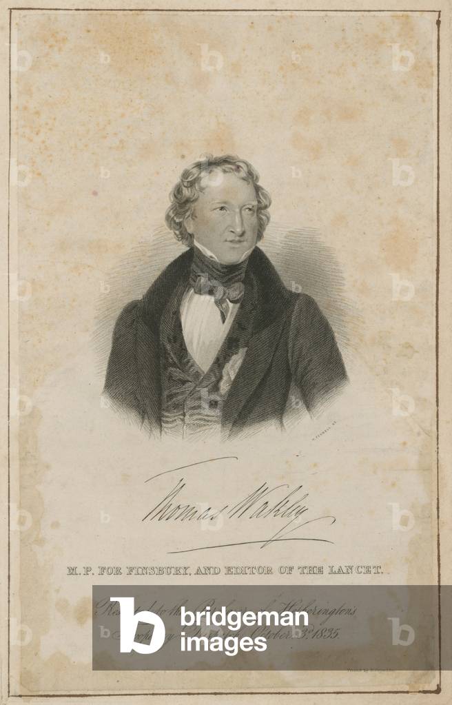 Thomas Wakley, MP for Finsbury and founding editor of The Lancet (engraving)