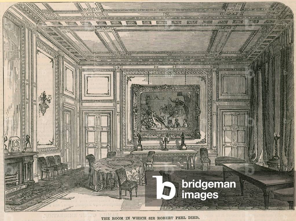 The room in which Sir Robert Peel died (engraving)