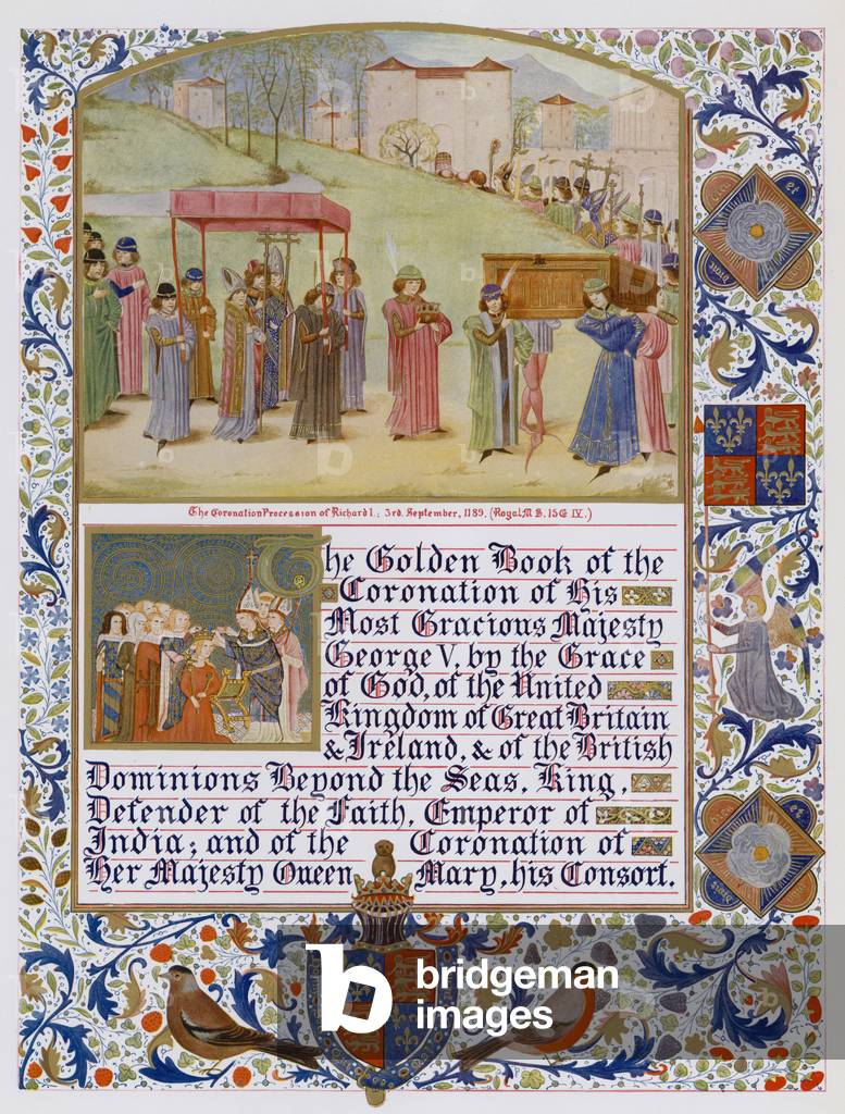 The coronation procession of King Richard I, 3 September 1189 (colour litho)