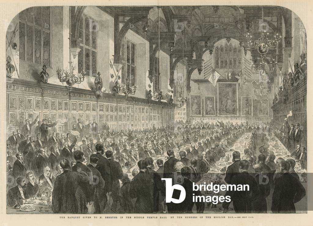 The banquet given to M Berryer in the Middle Temple Hall (engraving)