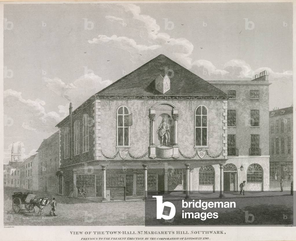 View of the Town Hall, St Margaret's Hill, Southwark (engraving)