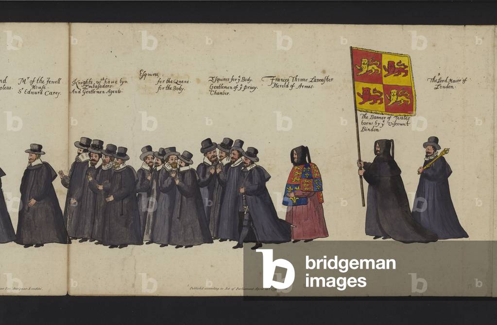Queen Elizabeth I's Funeral Procession (coloured engraving)