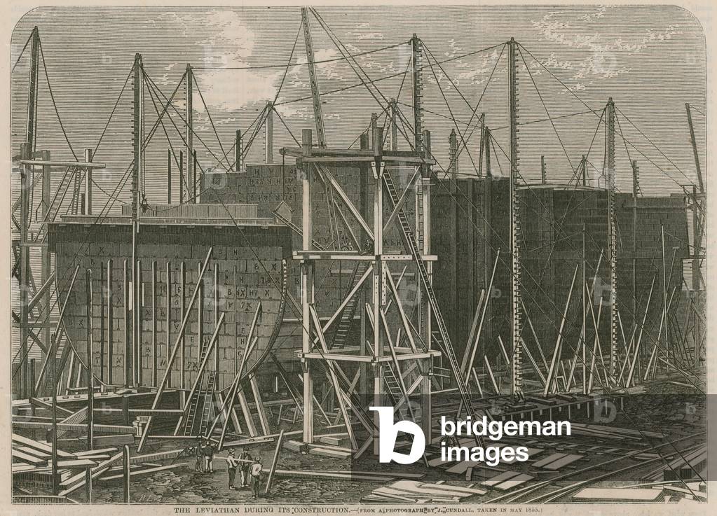 The Leviathan during its construction (engraving)