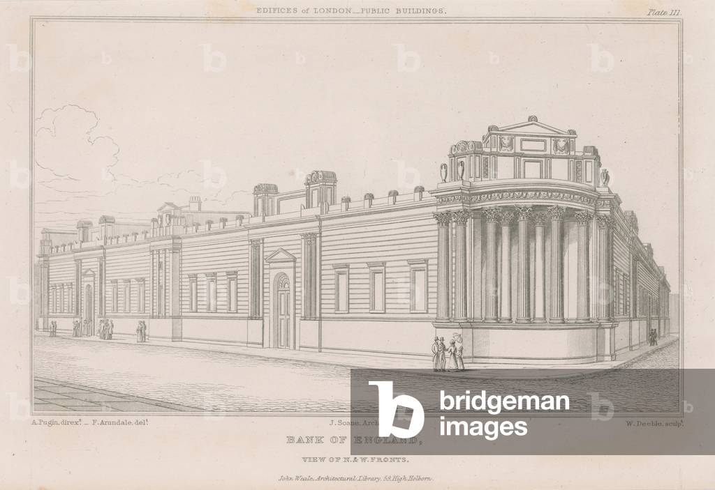 Bank of England, Sir John Soane's fronts (engraving)