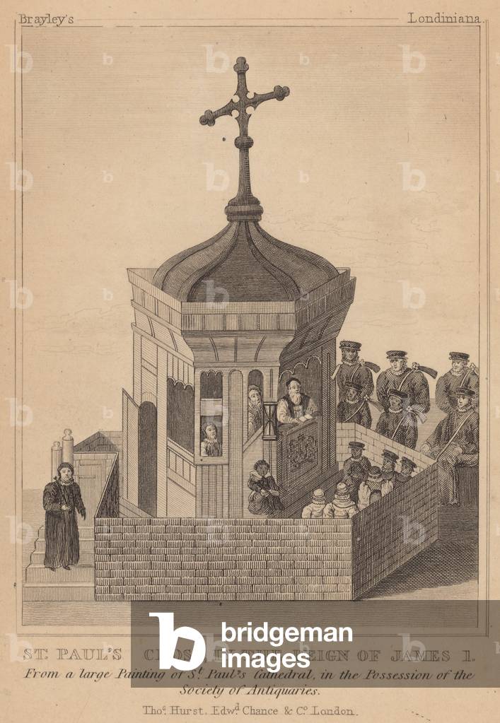St Paul's Cross, in the reign of King James I (engraving)