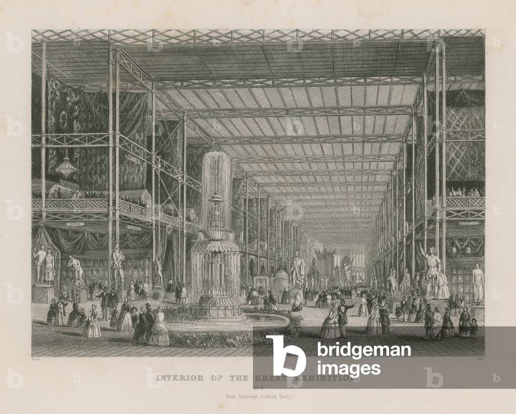 Interior of the Great Exhibition, 1851, from Transept looking east (engraving)