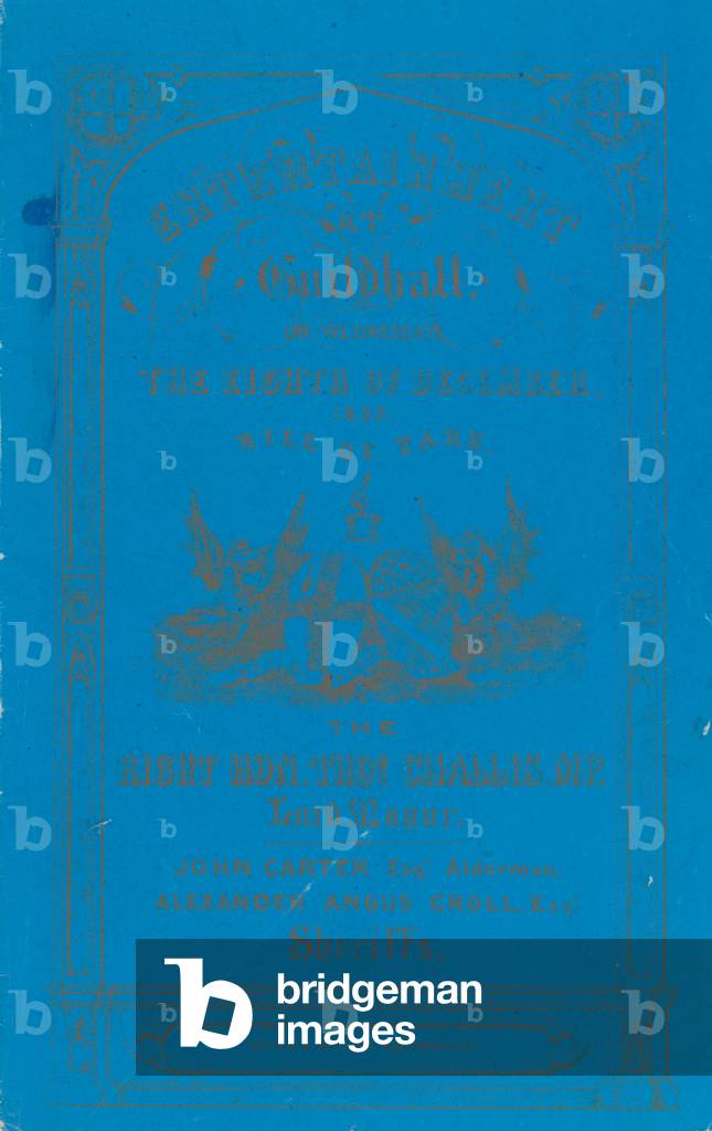 Programme for dinner at the Guildhall, London, on 8 December 1852 (engraving)