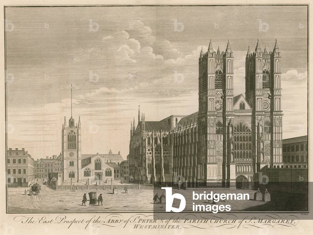 The east prospect of the Abby of St Peter's of the Parish Church of St Margaret, Westminster (engraving)