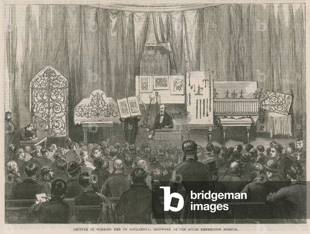 Lecture to working men on ornamental ironwork at the South Kensington Museum (engraving)